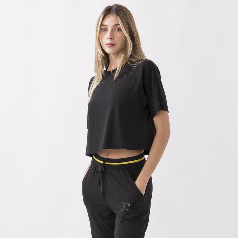 SPORTIDENTITEIT T-SHIRT BOXY FIT BLACK POLYESTER, LYOCELL, ELASTHAAN