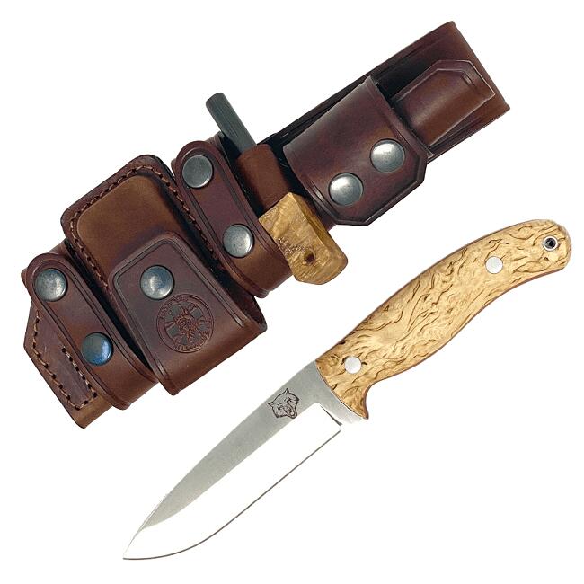 TBS Outdoor Timberwolf Camp knife - DELUXE Edition- Curly Birch