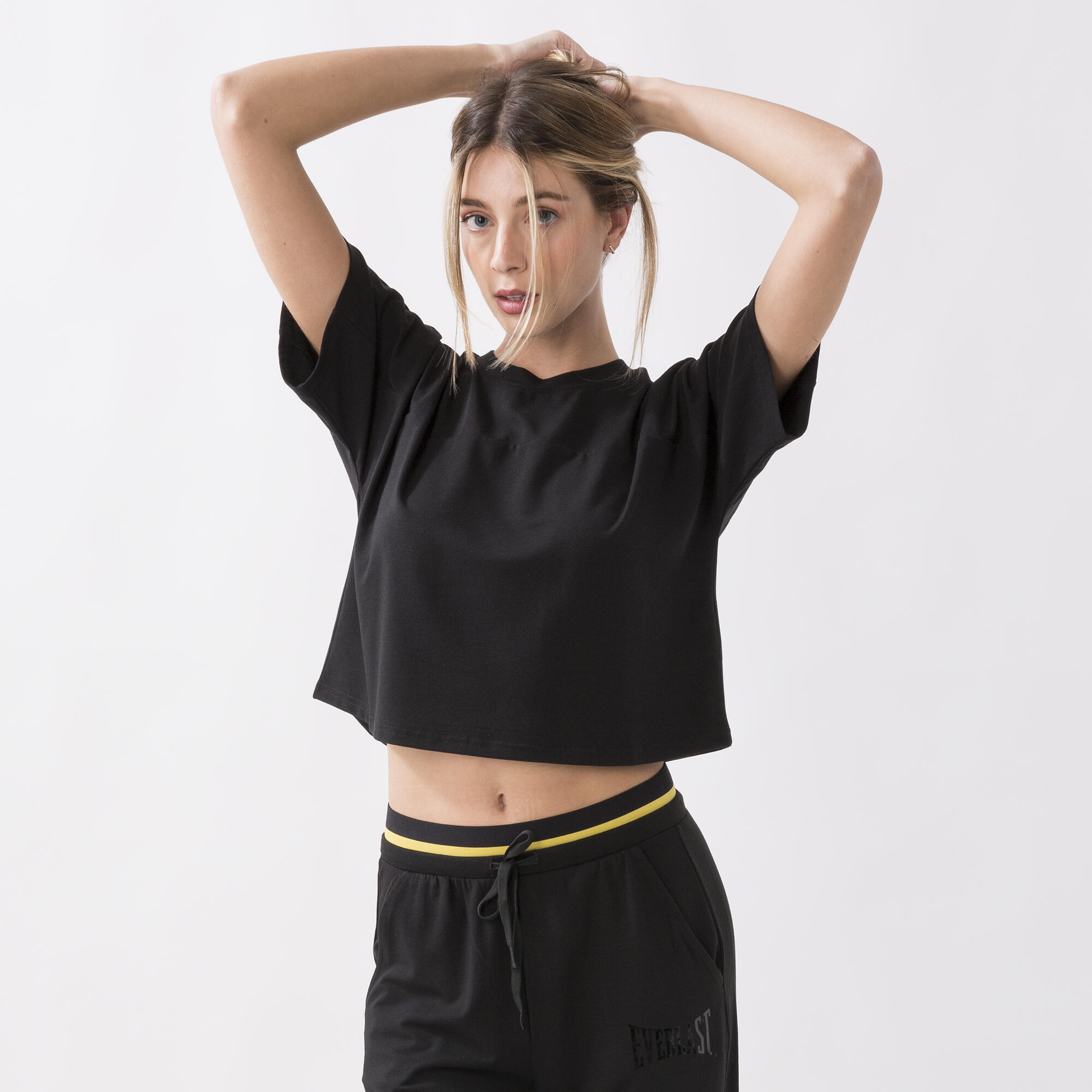 T-shirt sport identidade caixa fit black poliéster, liossel, elastano