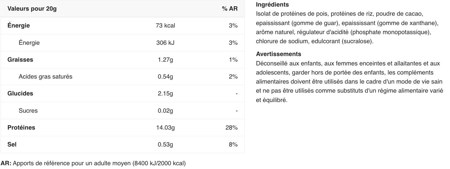 Protéines végétales - Vegan Protein - Chocolat Muffin 500g 2/4