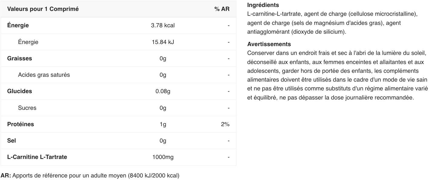 Carnitine en comprimés - Maxi L-Carnitine - 90 Comprimés 2/5