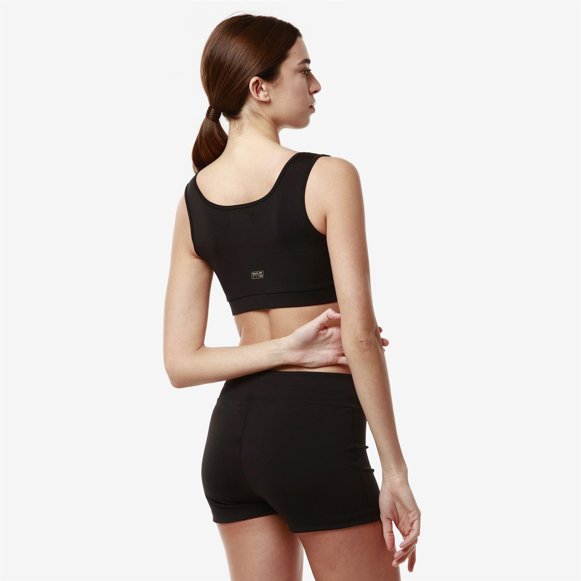 t-shirt corta da donna in poliestere nero da fitness 6/7