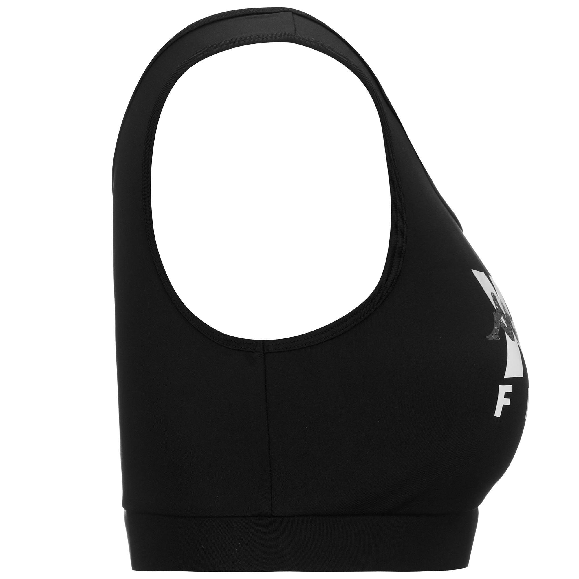 t-shirt corta da donna in poliestere nero da fitness 2/7
