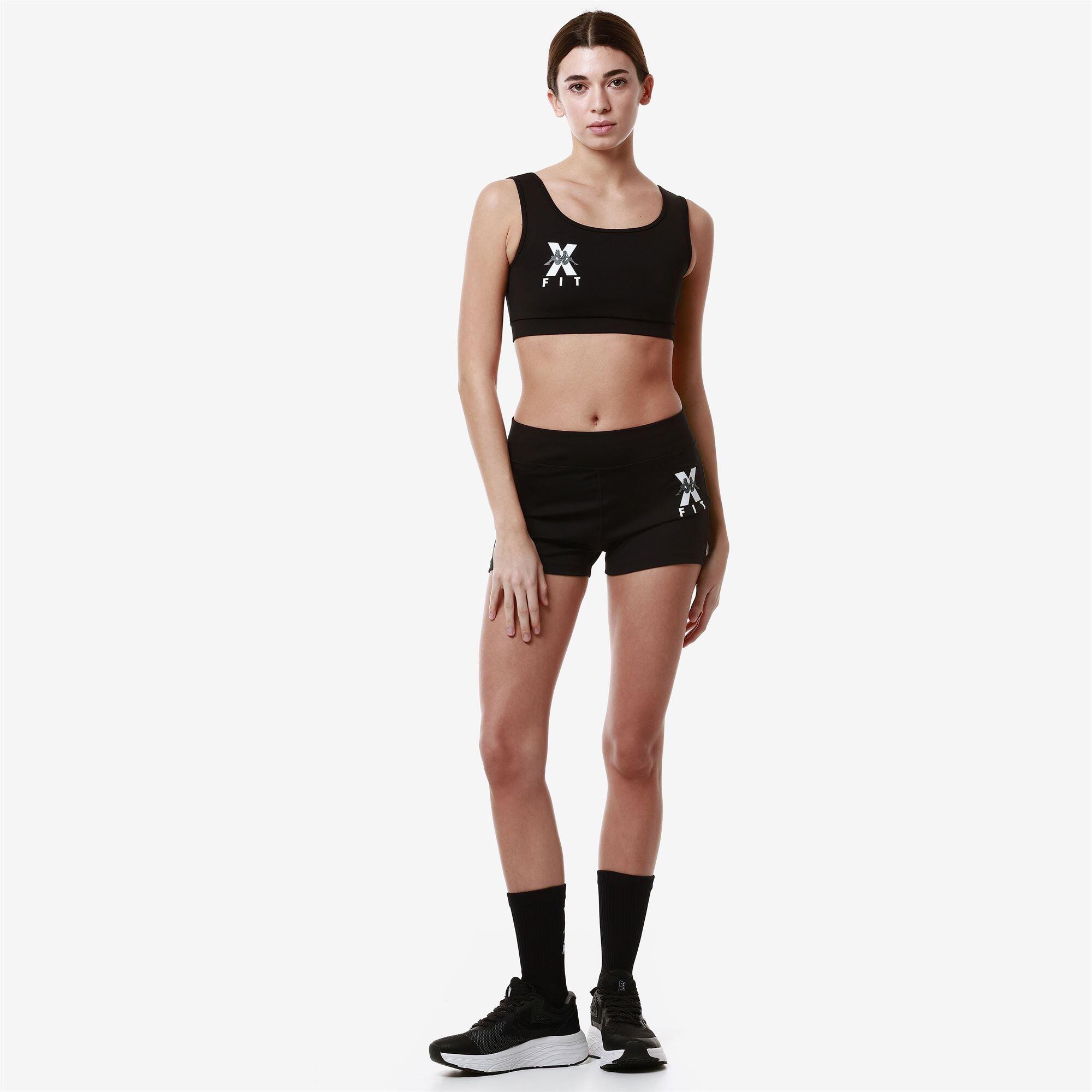 t-shirt corta da donna in poliestere nero da fitness 7/7