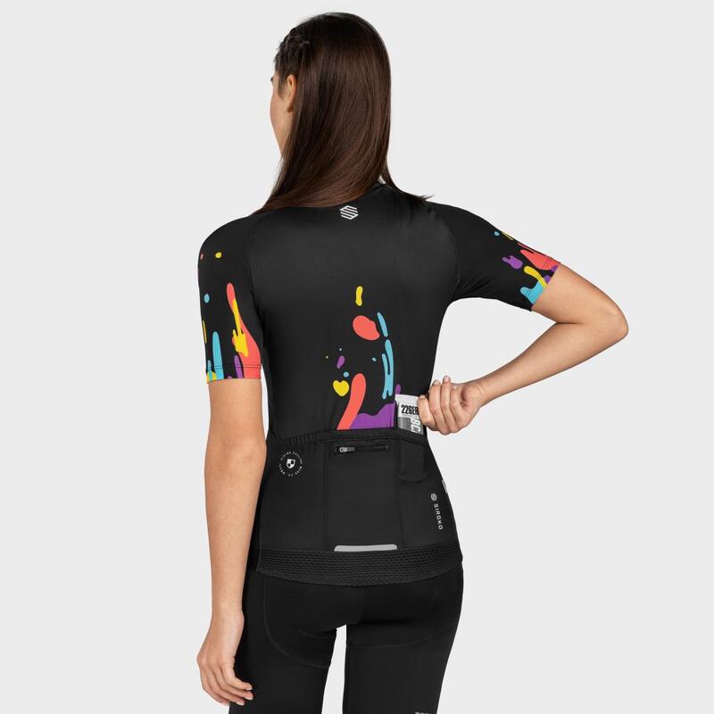 Maillot vélo manches courtes femme Cyclisme M2 Aquarelle Noir