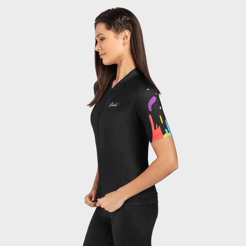 Maillot vélo manches courtes femme Cyclisme M2 Aquarelle Noir