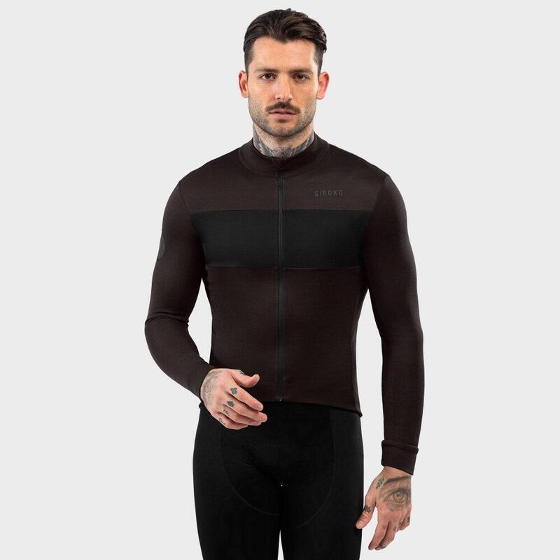 Herren Radsport Langärmeliges Radtrikot aus Merinowolle SRX PRO Exclusive Braun