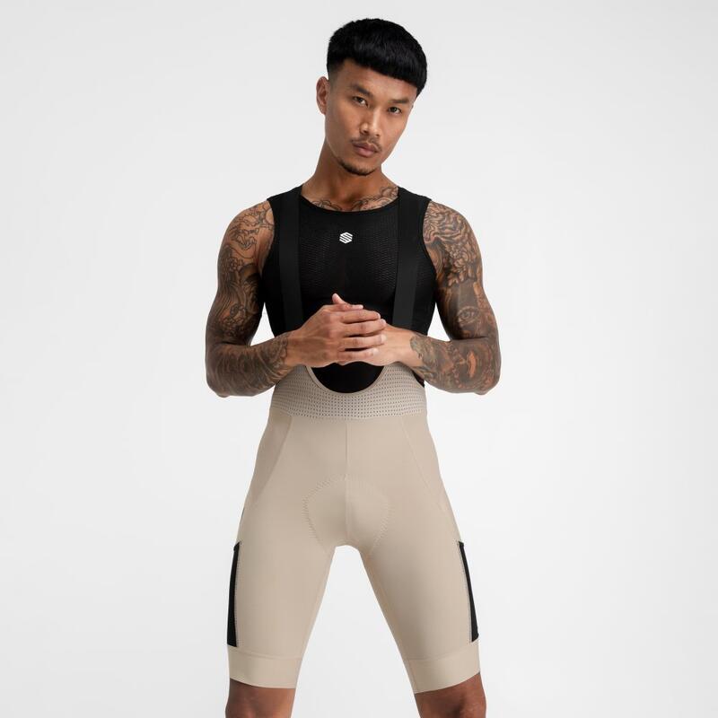 Culote corto gravel hombre ciclismo Rocket SIROKO Beige