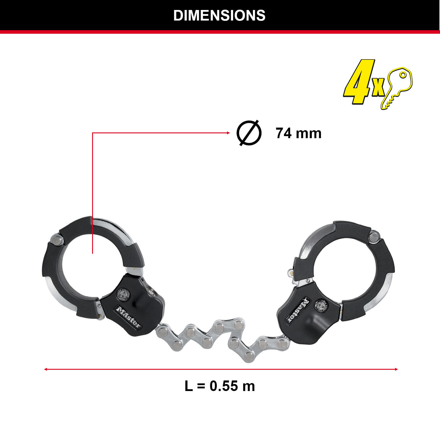 MASTER LOCK Serratura per manette Street Cuff 8290 5/7