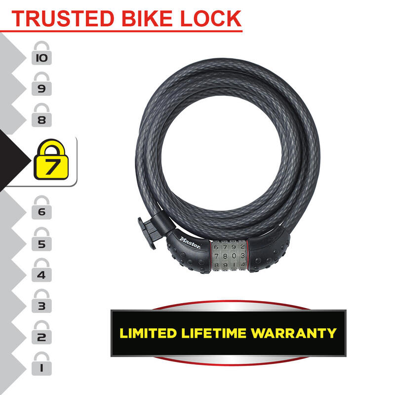 Câble Antivol Vélo [1,8m] [Combinaison] [Support Fixation Vélo] 8190EURDPRO