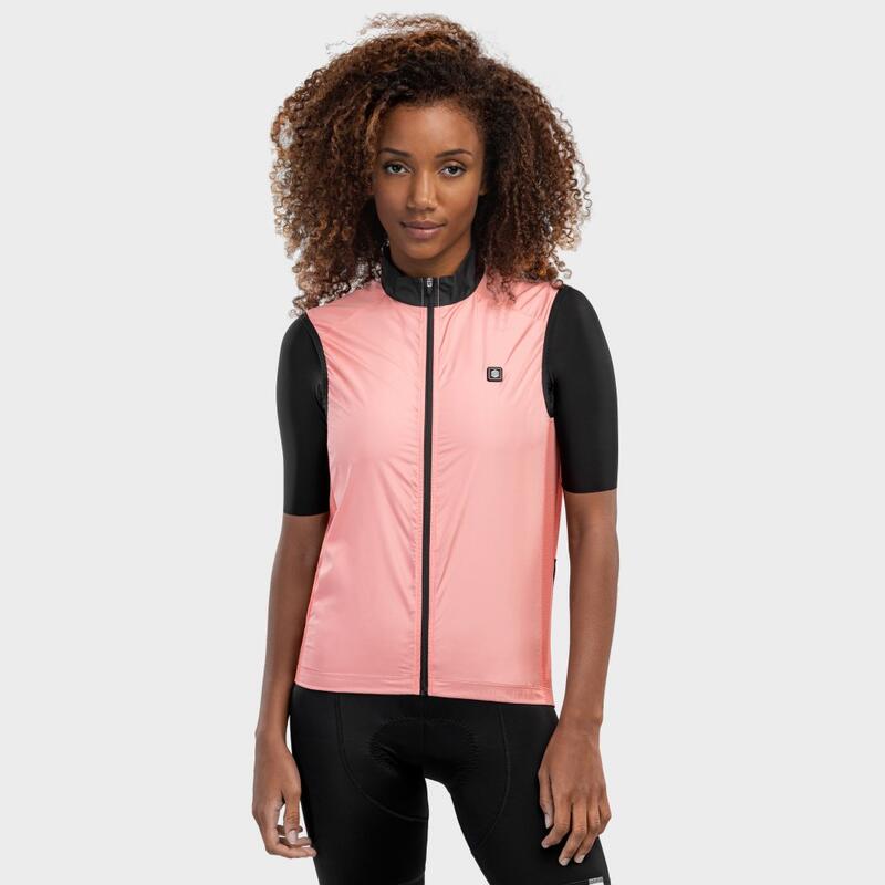 Gilet vélo coupe-vent femme Cyclisme V1-W Pink Wind Pêche Rosée