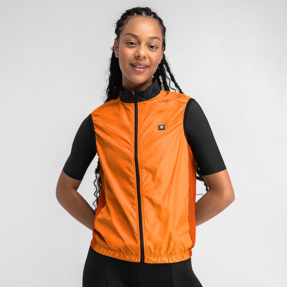 Women's Cycling Windproof Vest V1-W Season Bright Orange