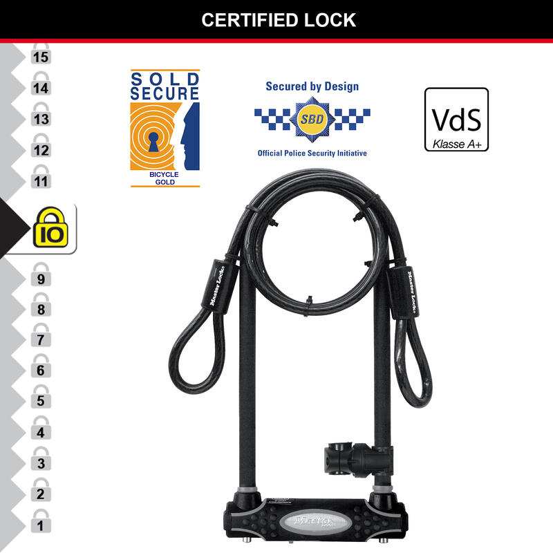 Antivol U avec Câble [A Clé] [Support de Vélo Universel] [Certifié] [XL]