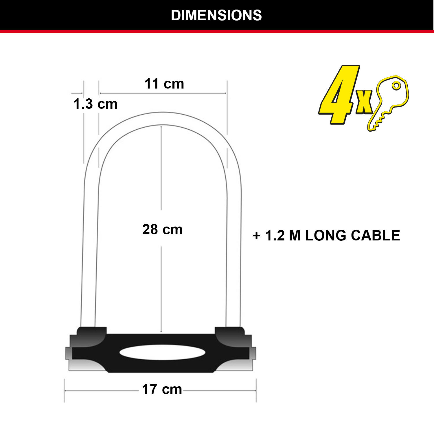 Master Lock U-Schloss 8285EURDPRO mit Kabel und 4 Schlüsseln 6/6