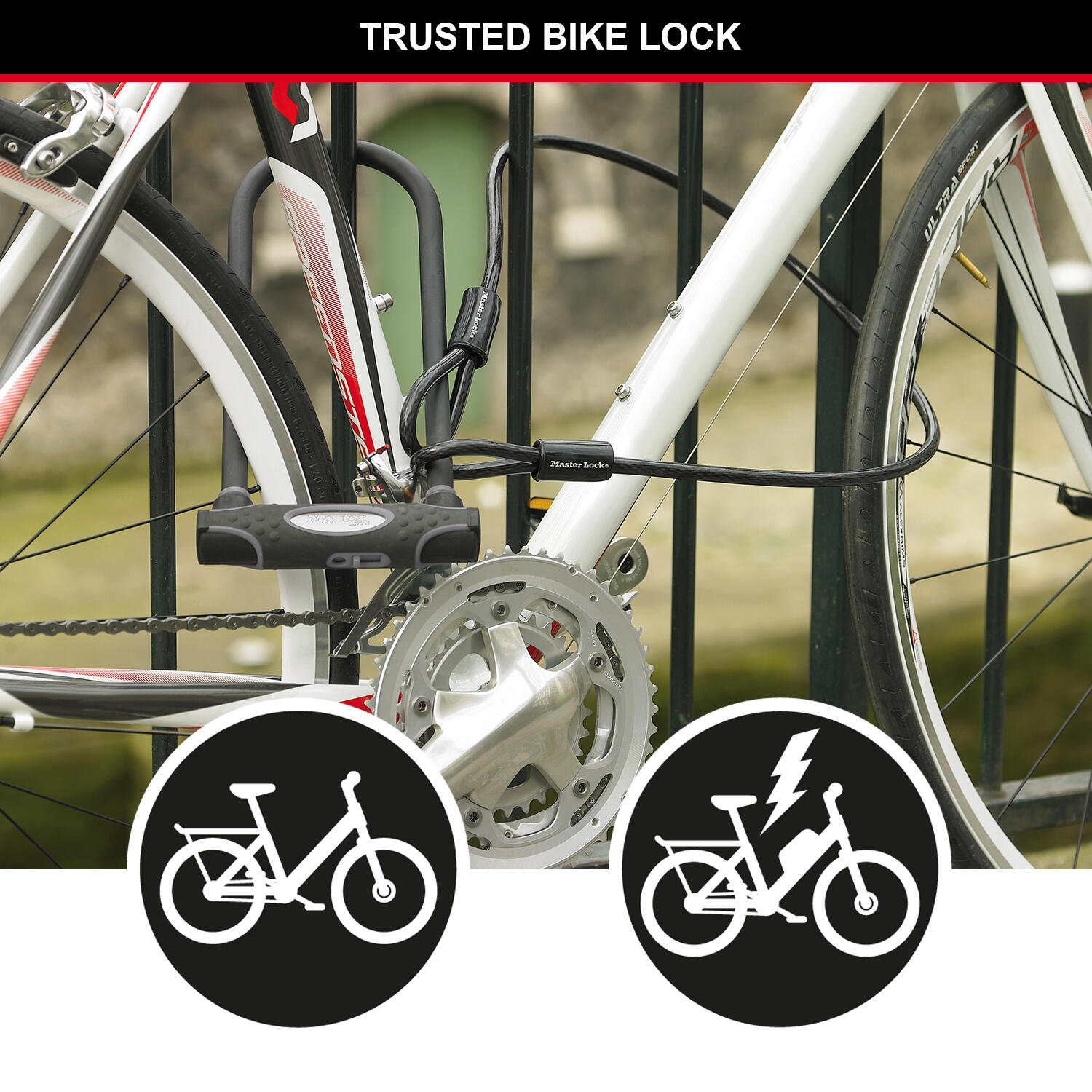 Master Lock U-Schloss 8285EURDPRO mit Kabel und 4 Schlüsseln 2/6