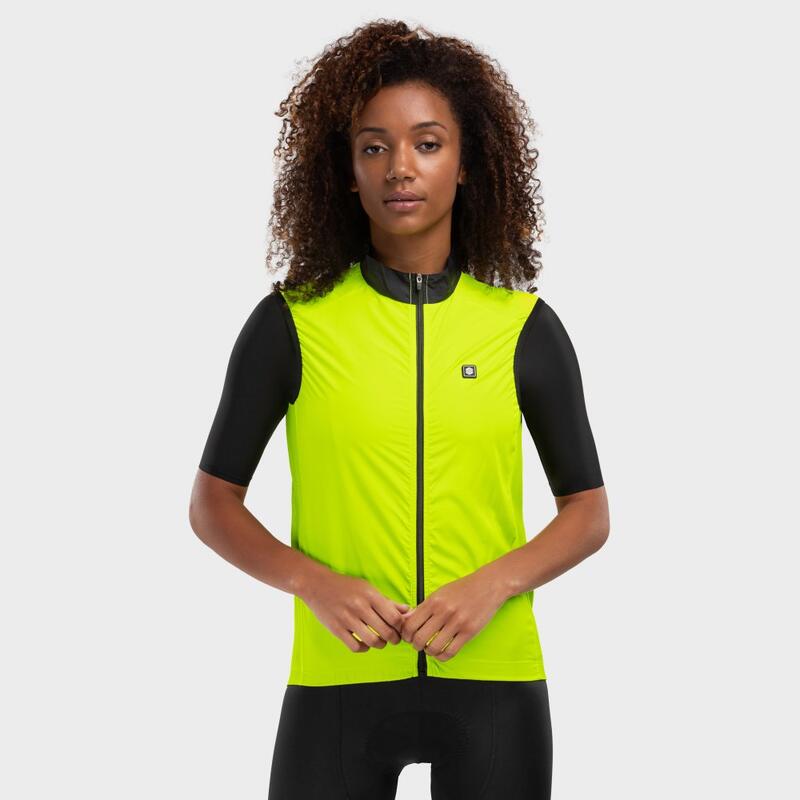 Gilet vélo coupe-vent femme Cyclisme V1-W Langkawi Jaune Brillant