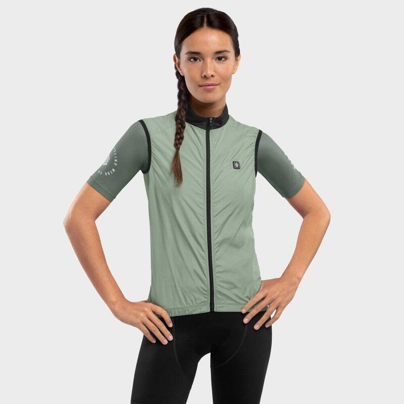 Gilet antivento da ciclismo da donna V1-W Melbourne SIROKO Verde Oliva