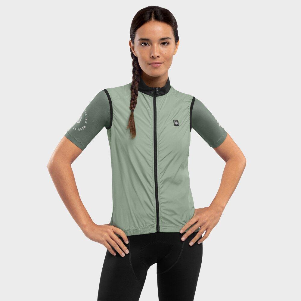 V1-W Melbourne Gilet antivento da ciclismo da donna Verde oliva