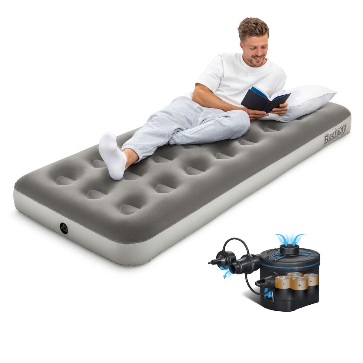 BESTWAY Bestway Premium Camping Single Airbed with D Cell Battery Pump
