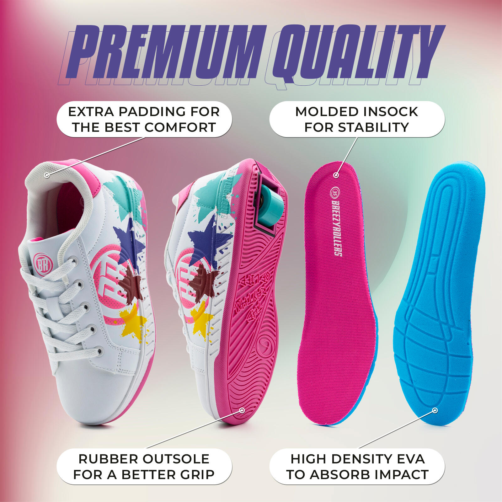 Zapatillas con Ruedas Unisex Breezy Rollers 2180373 blanco rosa multicolor