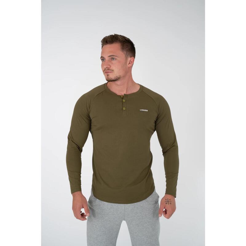 Haut a manches longues Fitness Homme Bouton Armée Vert