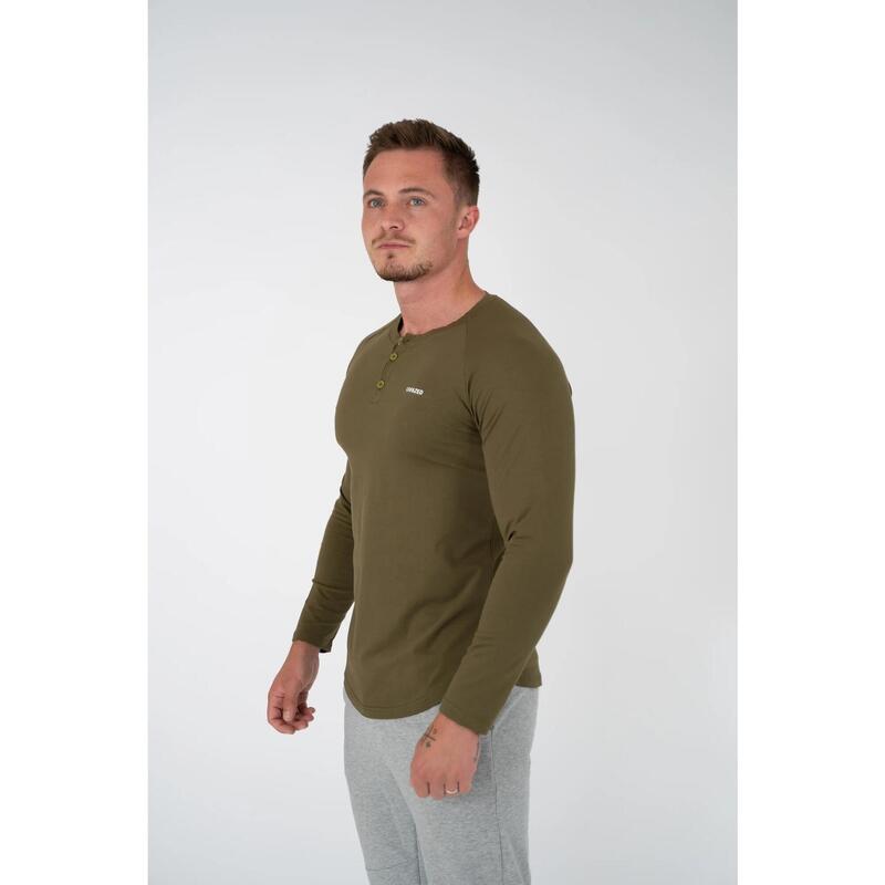 Haut a manches longues Fitness Homme Bouton Armée Vert