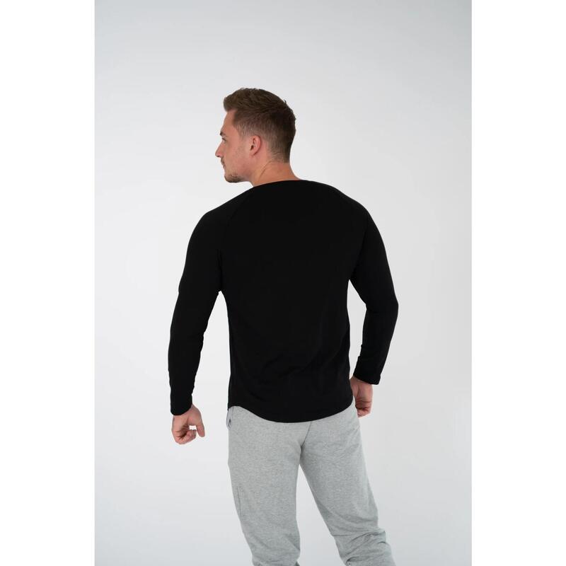 Haut a manches longues Fitness Homme Bouton Noir