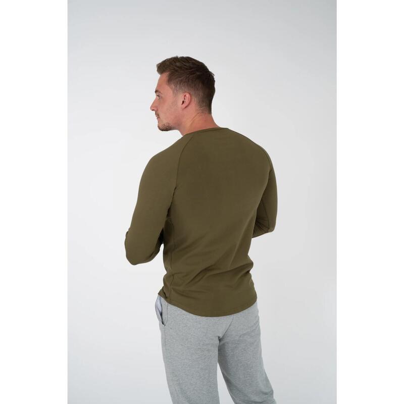 Haut a manches longues Fitness Homme Bouton Armée Vert