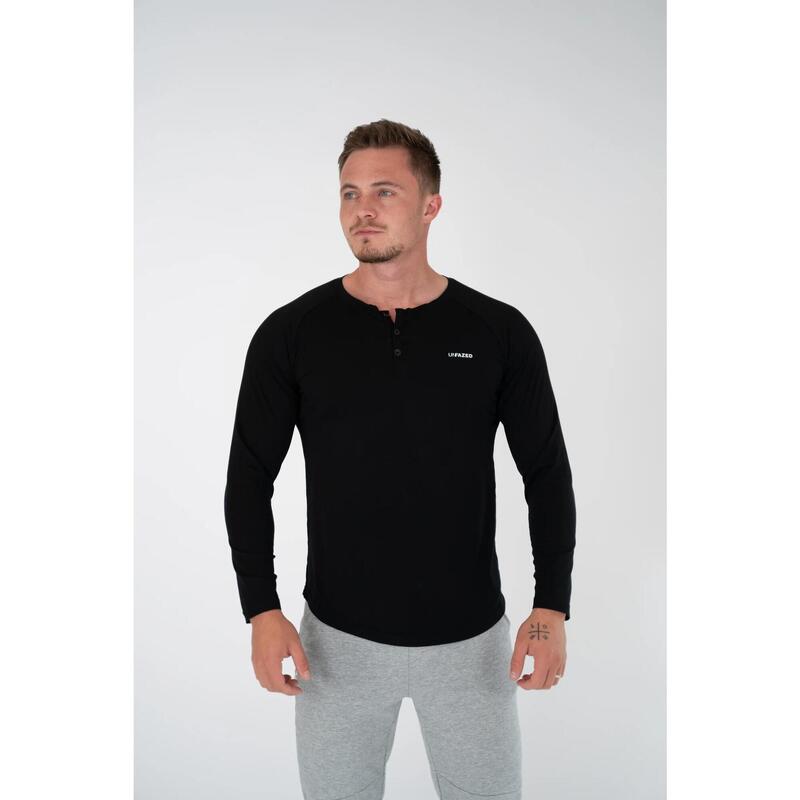 Haut a manches longues Fitness Homme Bouton Noir