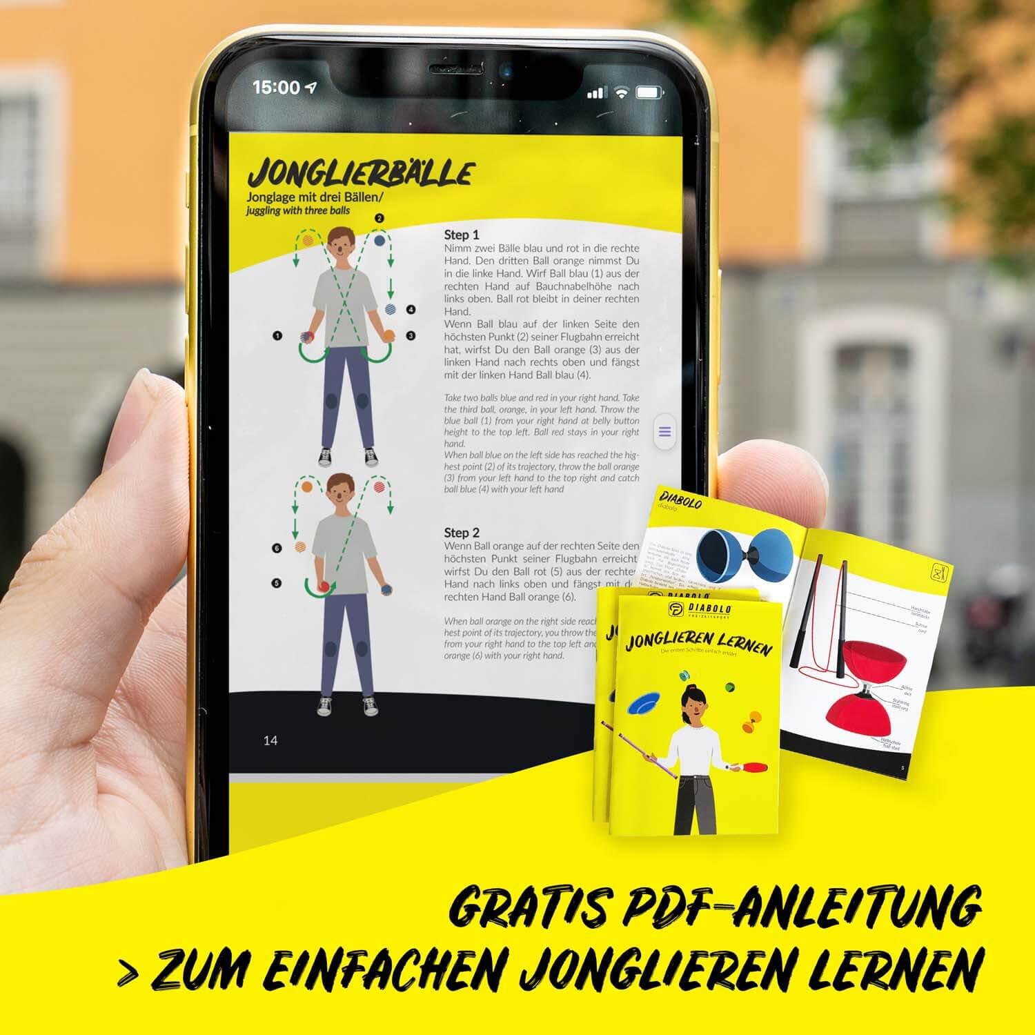 Jonglierbälle 5er Set (zweifarbig), Ø 62mm, 100g - Juggling Balls, Jonglierball 4/7