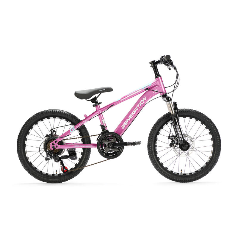 VTT Enfant 24 Pouces Generation M-760 - 21 Vitesses, Freins à Disque, Fourche Suspension, Cadre Acier - Rose (6-8 Ans)