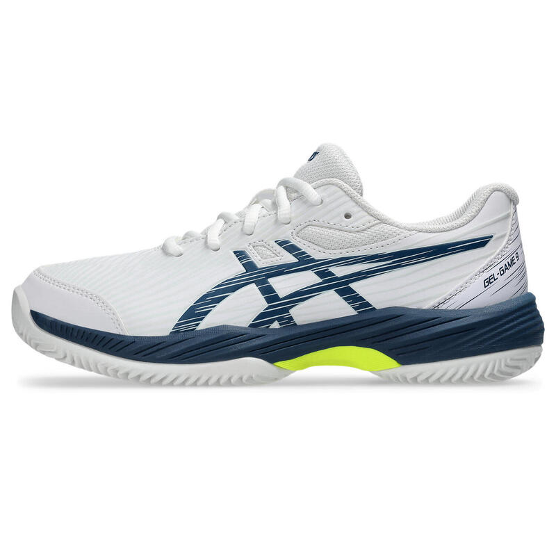 Zapatillas Tenis Niños- ASICS Gel-Game 9 GS Clay/OC - White/Mako Blue