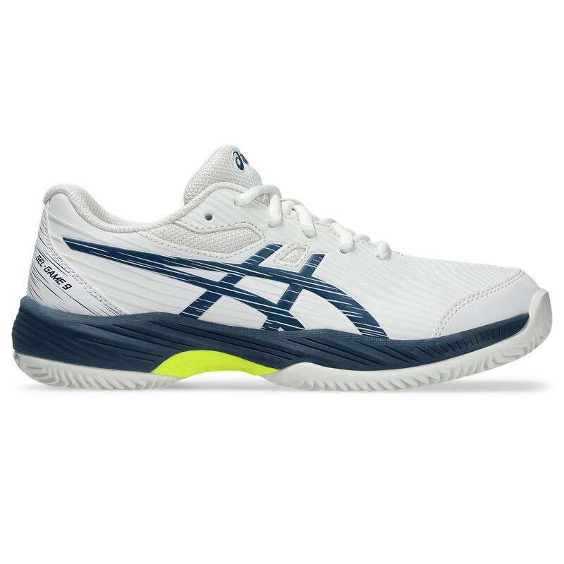 Zapatillas Tenis Niños- ASICS Gel-Game 9 GS Clay/OC - White/Mako Blue