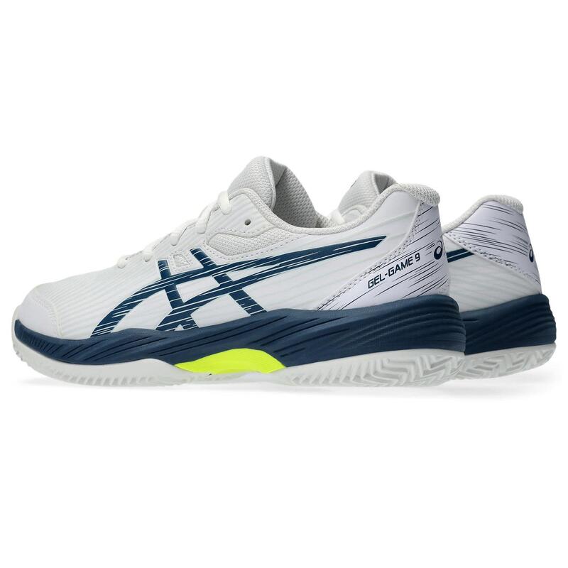 Zapatillas Tenis Niños- ASICS Gel-Game 9 GS Clay/OC - White/Mako Blue