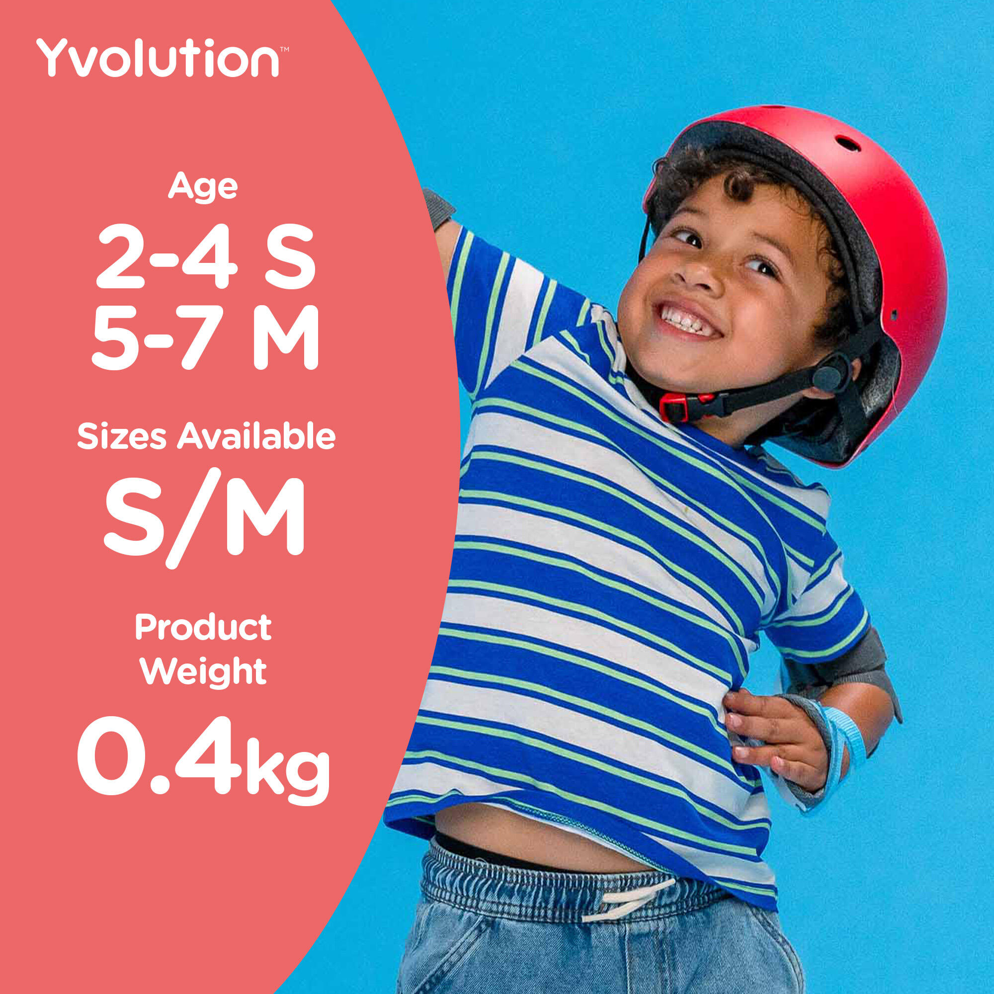 CAPACETE PEQUENO ADAPTÁVEL PARA CRIANÇAS YVOLUTION VERMELHO 4/4