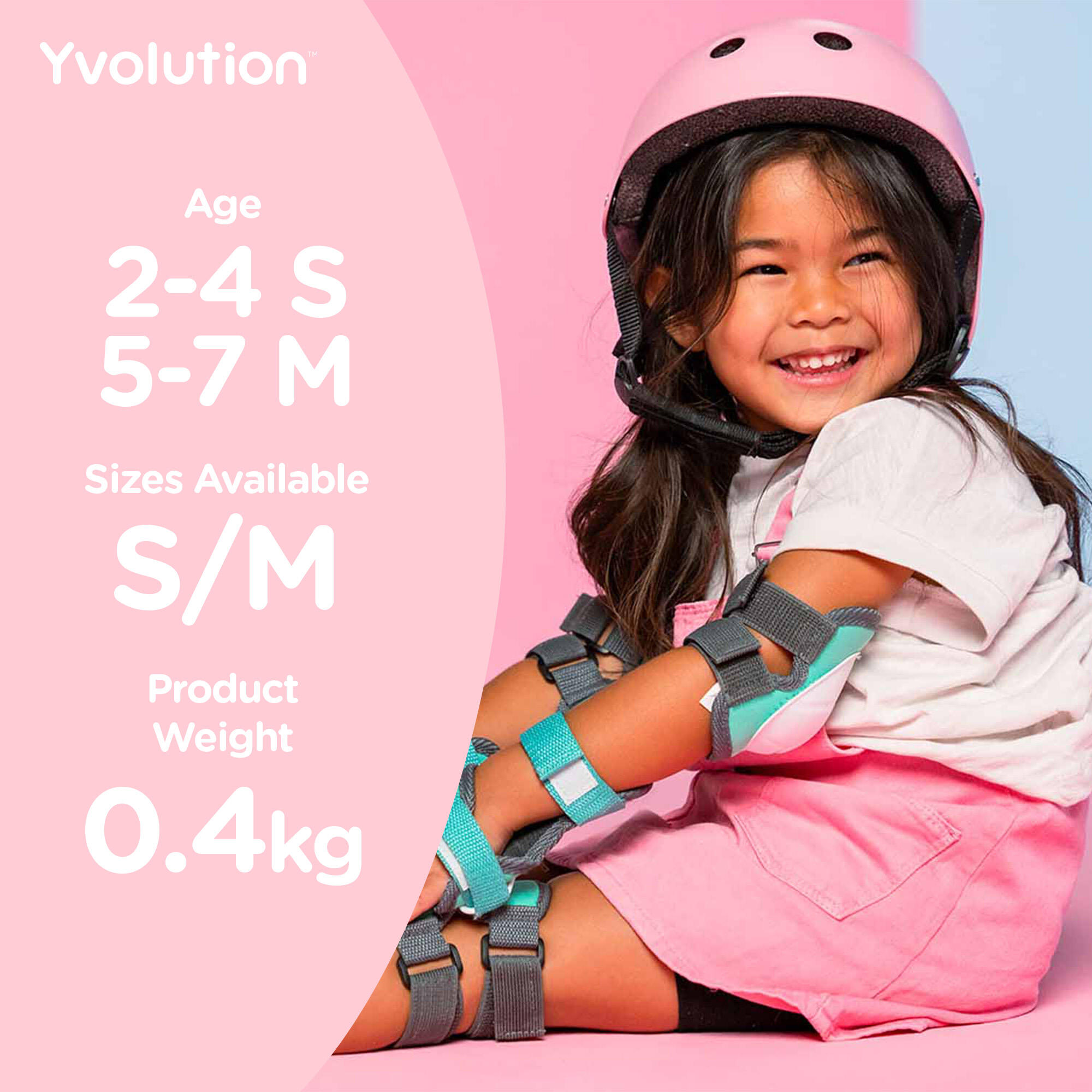 CASCO PEQUEÑO ADAPTABLE PARA NIÑOS YVOLUTION ROSA 3/3