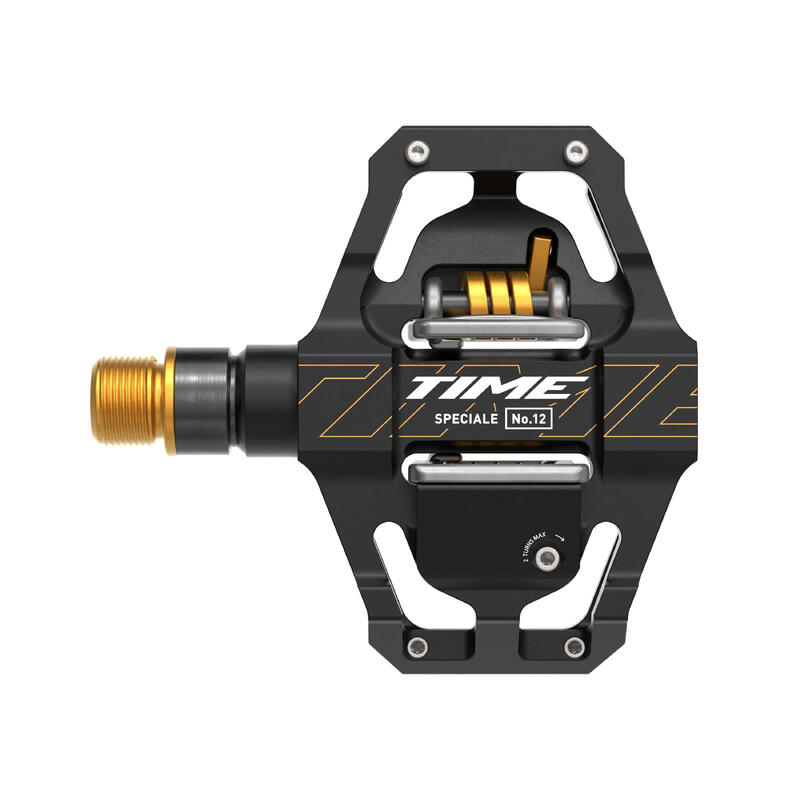 Pédales TIME Speciale 12 Small Axe Titane Noir/Or + Cales ATAC 13°/17° B1      38915€    TIME Pédales TIME Speciale 12 Small Axe Titane Noir/Or + Cales ATAC 13°/17° B1Vendu exclusivement en ligne   