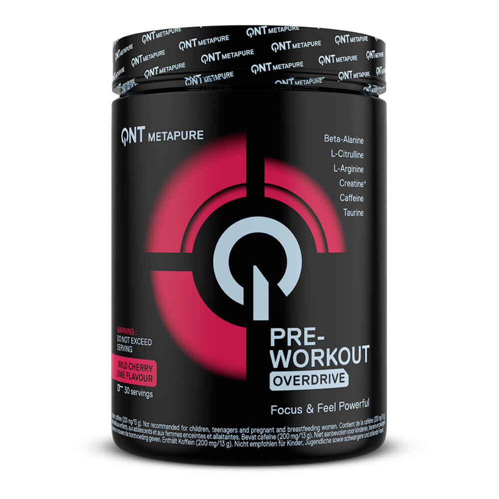 QNT Pre-workout - Pre-workout Overdrive (390g) - Kersen Kalk