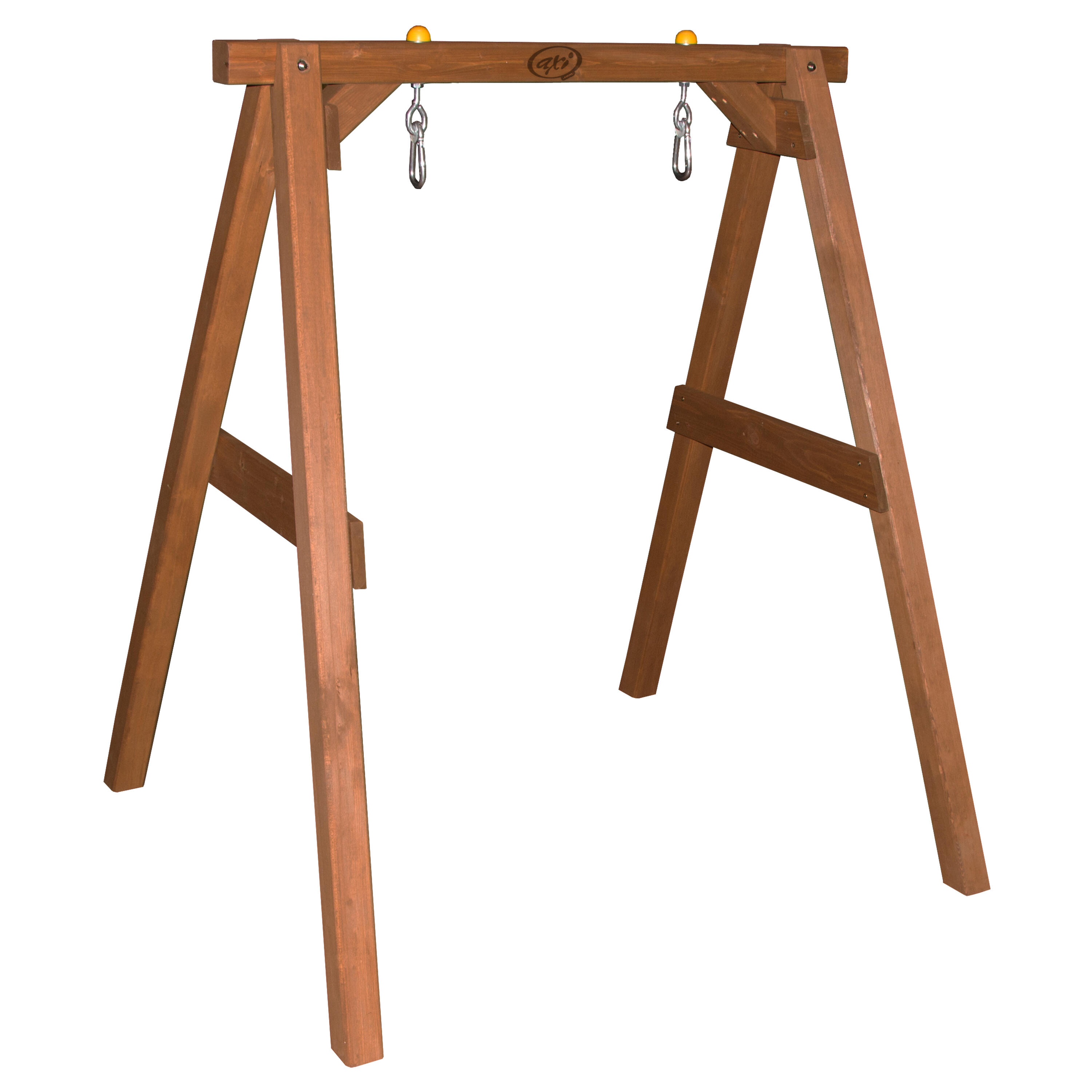 Holzschaukel Braun - Babyschaukel, Schaukel Grau/Weiß 2/7