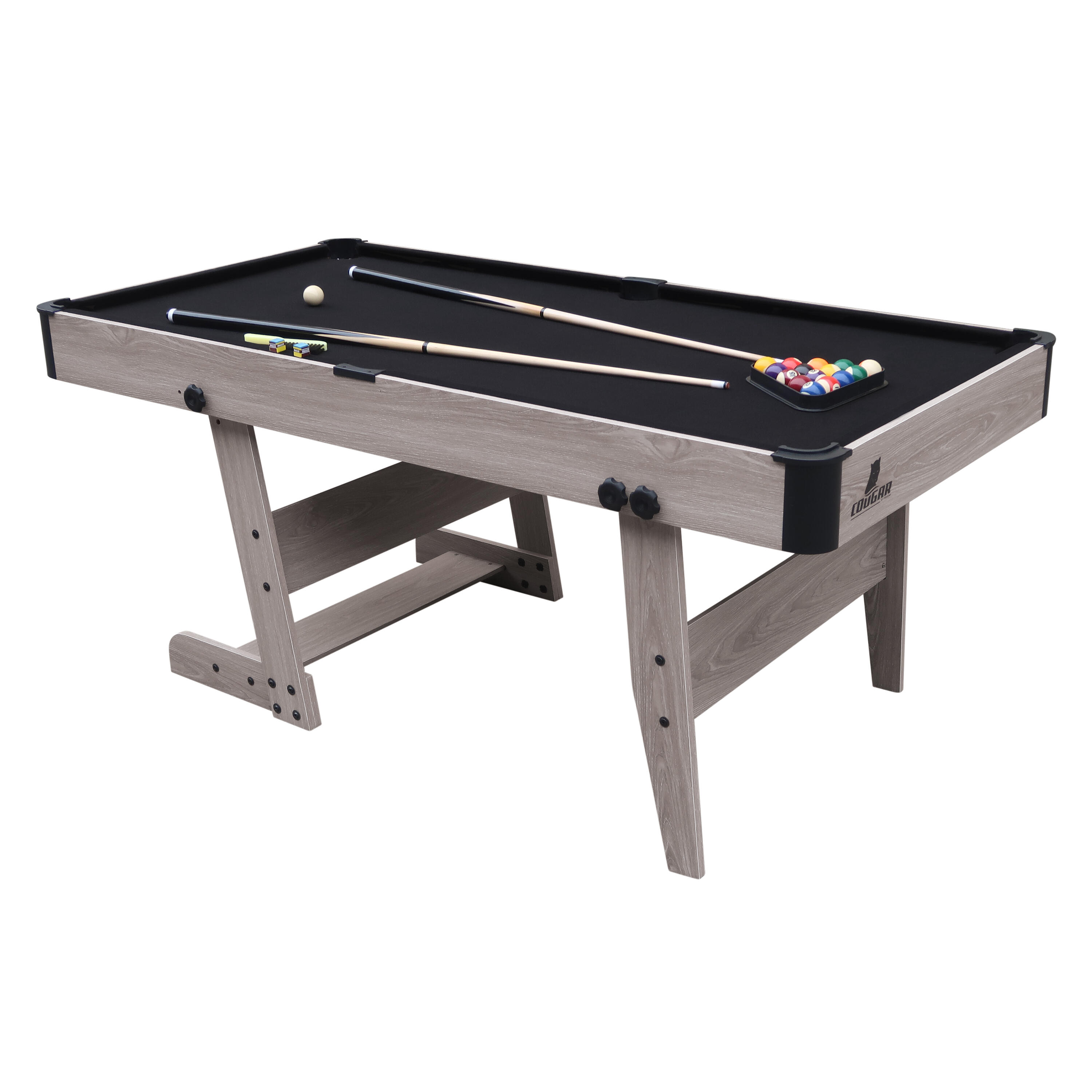 Cougar Hustle XL Billardtisch klappbar inkl. Zubehör 6ft, holzlook/schwarz 2/6