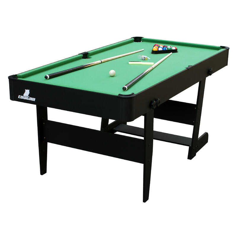 Cougar Hustle XL Table de Billard Convertible/ Pliable 6ft noir/vert, 40kg