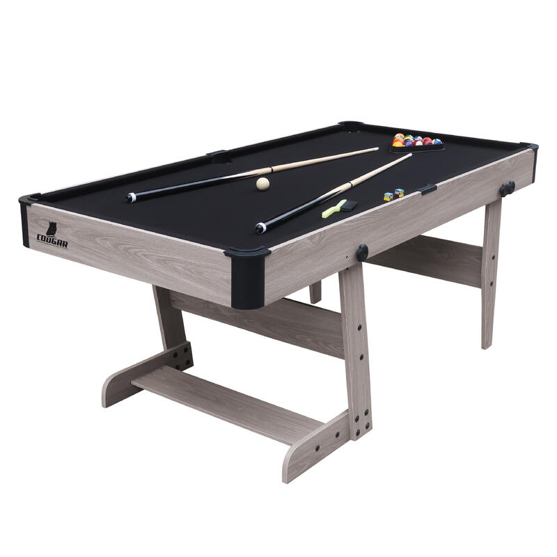 Cougar Hustle XL Table de Billard Convertible/ Pliable 6ft Bois/Noir, 40kg