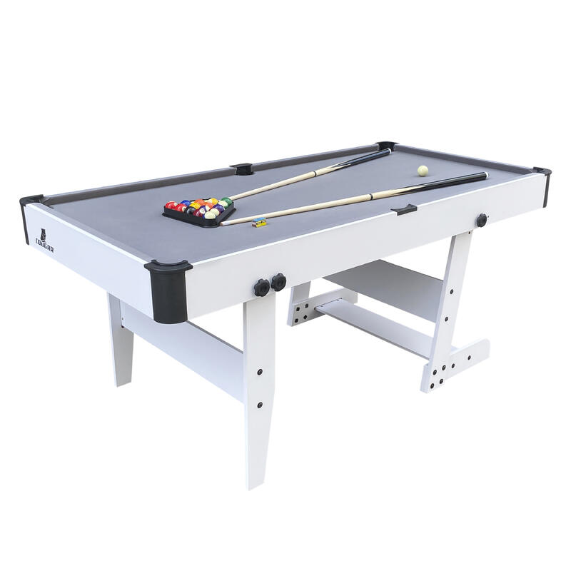 Cougar Hustle L Table de Billard, 5ft blanc / gris | Accessoires inclus