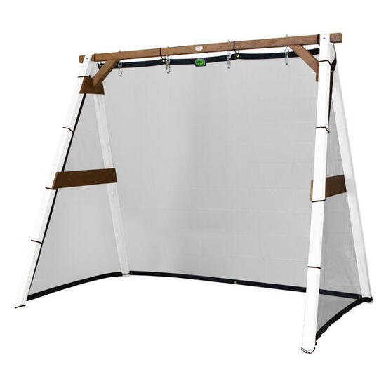 Cadre Football, balançoire, volley-ball, tennis, 4-in-1 Sports Fun, Blanc/Marron