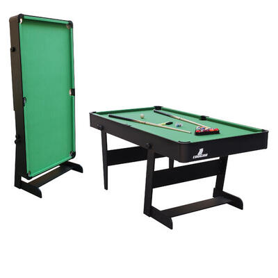 Hustle xl pooltafel, opvouwbaar, 6 ft, met ballen, keuen en meer, zwart/groen