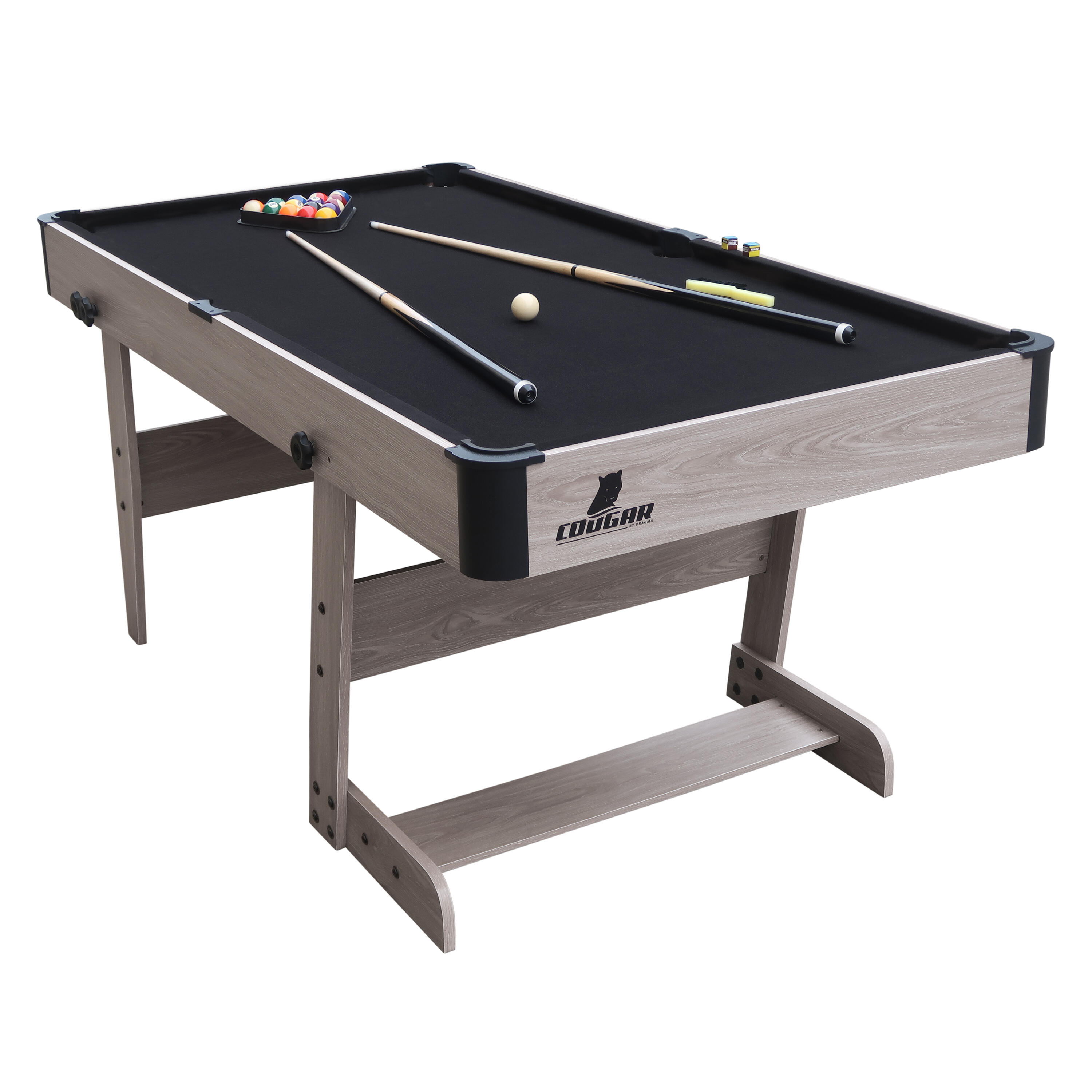 Cougar Hustle XL Billardtisch klappbar inkl. Zubehör 6ft, holzlook/schwarz 4/6