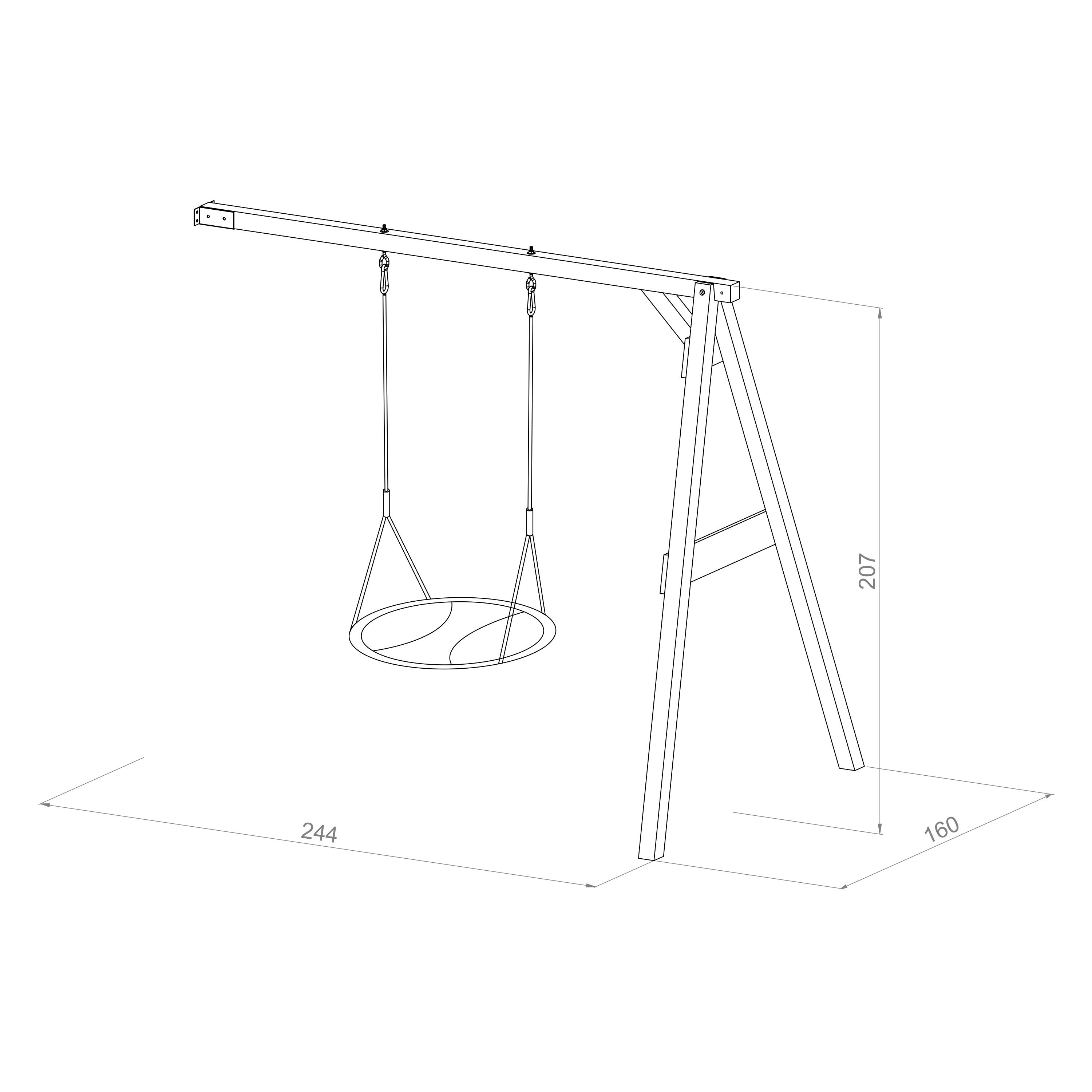 Schommel van FSC-Hout, Nestschommel 100 cm, Groen/Bruin 3/5