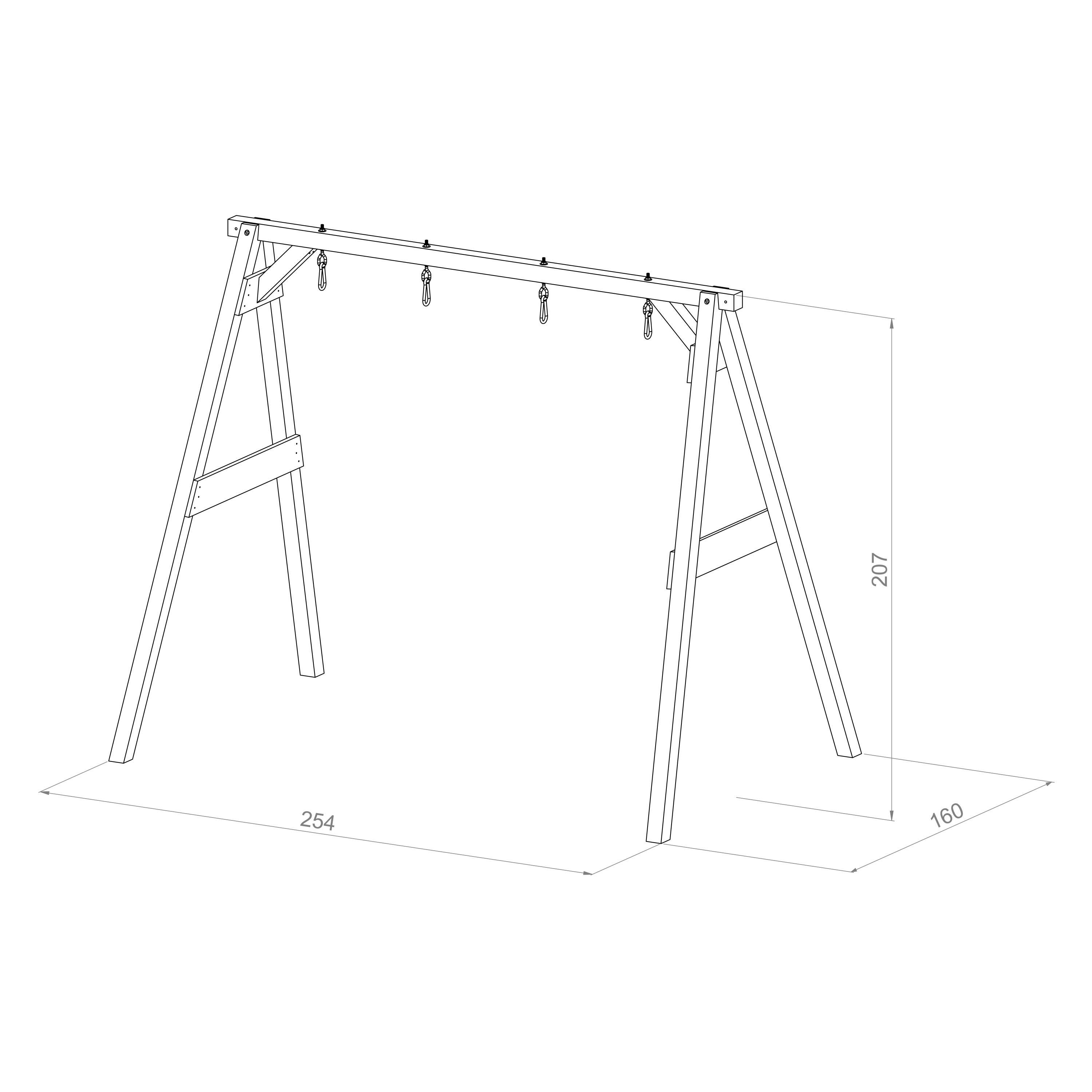Cadre Football, balançoire, volley-ball, tennis, 4-in-1 Sports Fun, Marron/Blanc 4/7
