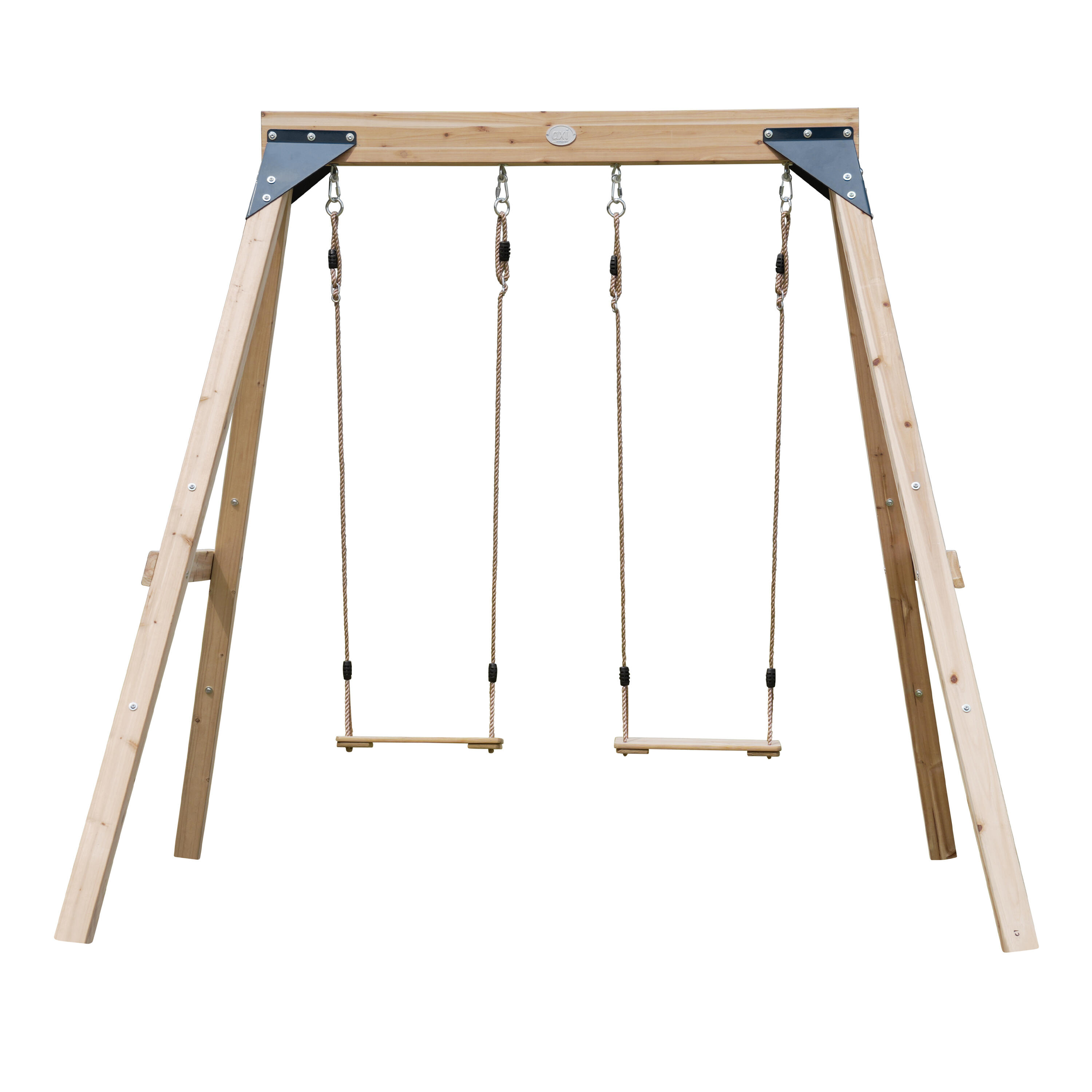 Balançoire double en bois, Marron 2/7