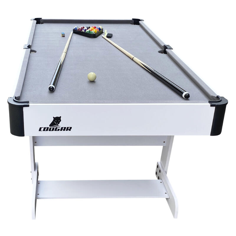 Cougar Hustle L Table de Billard, 5ft blanc / gris | Accessoires inclus